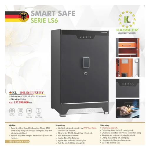 Két sắt Kassler 100LS6 Đen, nội thất cam
