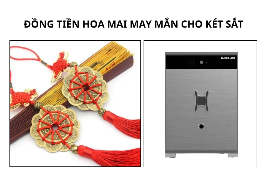 Đồng tiền hoa mai may mắn cho két sắt