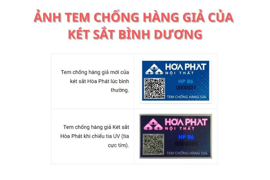 Ảnh tem chống hàng giả của két sắt Bình Dương
