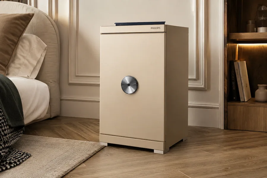 Minh hoạ tính năng cảnh báo khi két sắt Philips SBX602 bị tác động mạnh