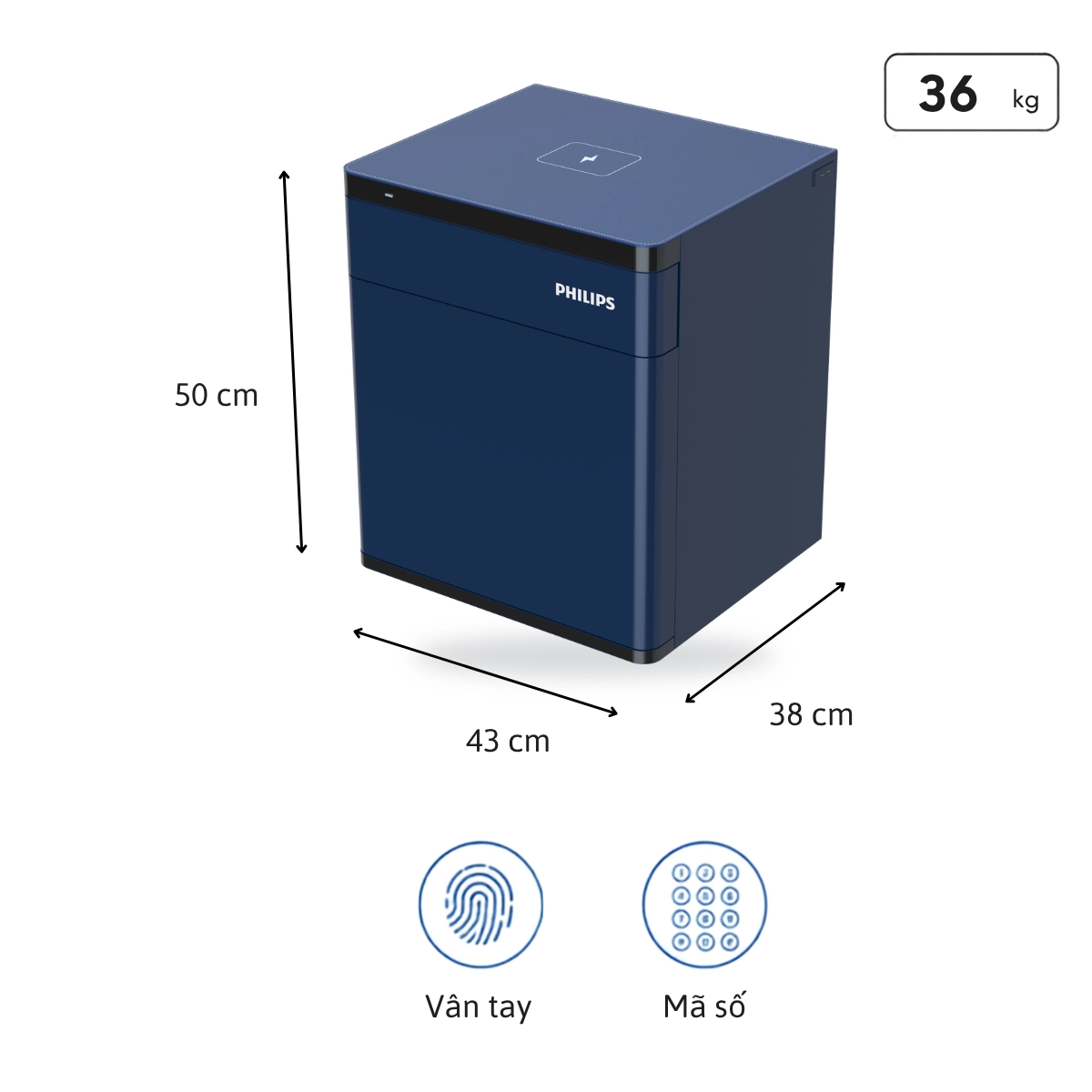 Két sắt Philips SBX301-5PC, kích thước 50 x 43 x 38 cm, khối lượng 36 kg