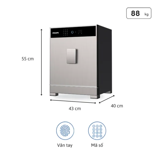 Két sắt Philips SBX701-5B0, kích thước 55 x 43 x 40 cm, khối lượng 88 kg