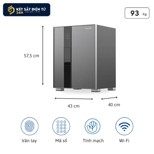 Két sắt Philips Valis 5BU, kích thước 57,5 x 43 x 40 cm, khối lượng 93 kg