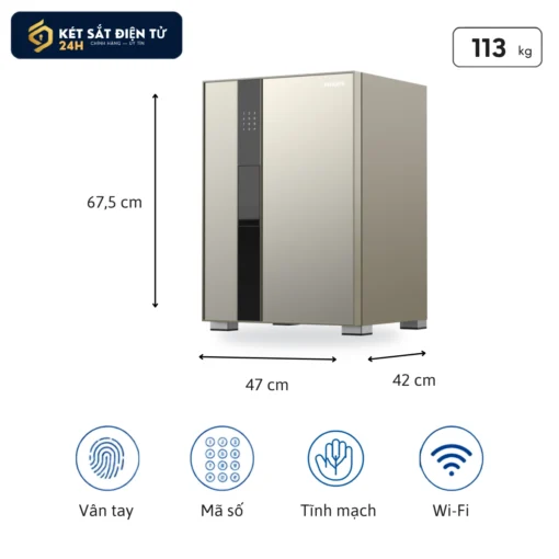 Két sắt Philips Valis 6BU, kích thước 67,5 x 47 x 42 cm, khối lượng 113 kg