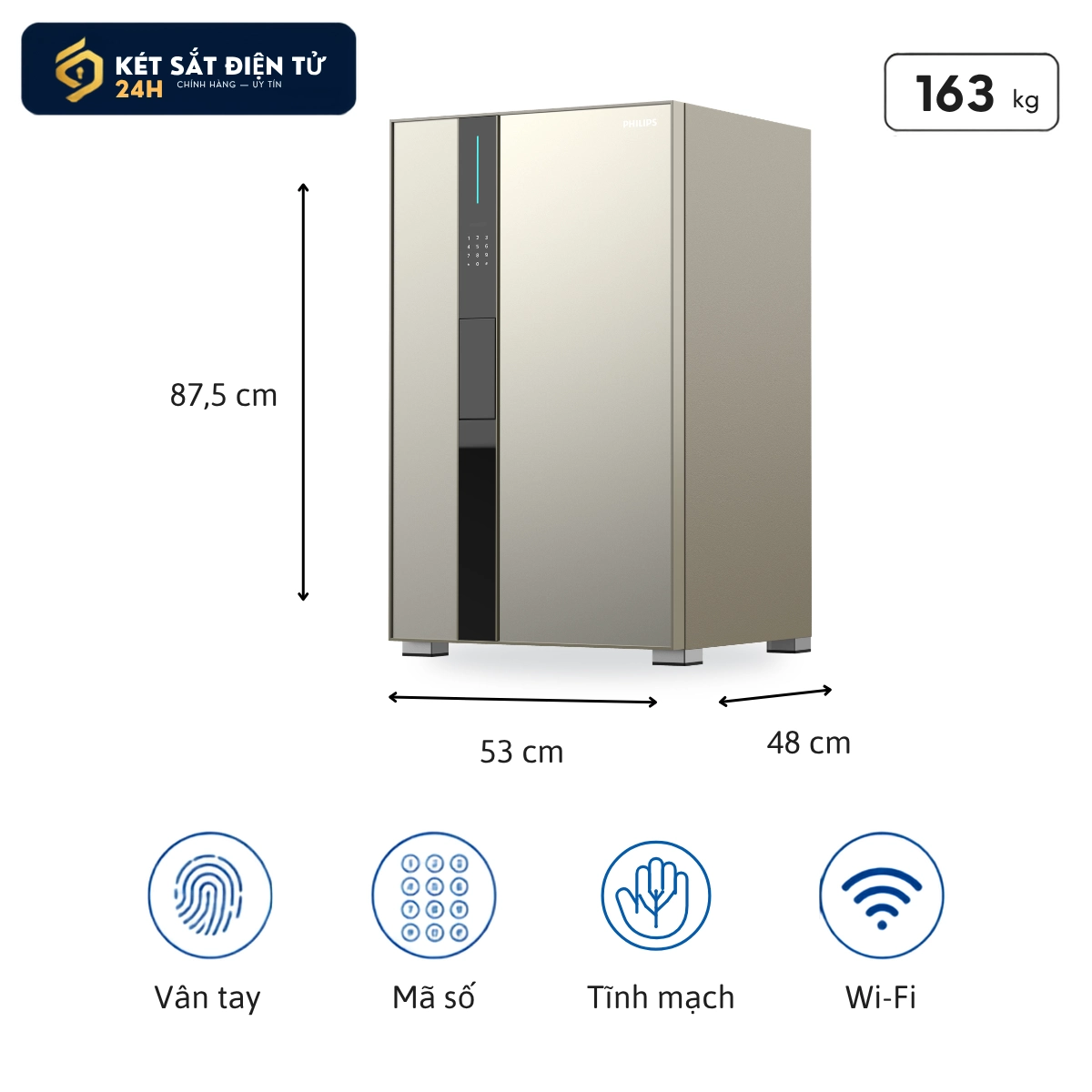 Két sắt Philips Valis 8BU, kích thước 87,5 x 53 x 48 cm, khối lượng 163 kg