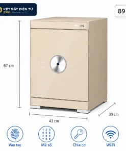 Kích thước két sắt Philips SBX602-6CU 67 x 43 x 39 cm, trọng lượng 89 kg